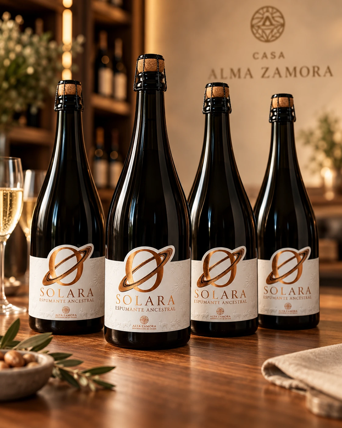 Botellas reales de SOLARA presentadas durante una actividad de validación y mercado